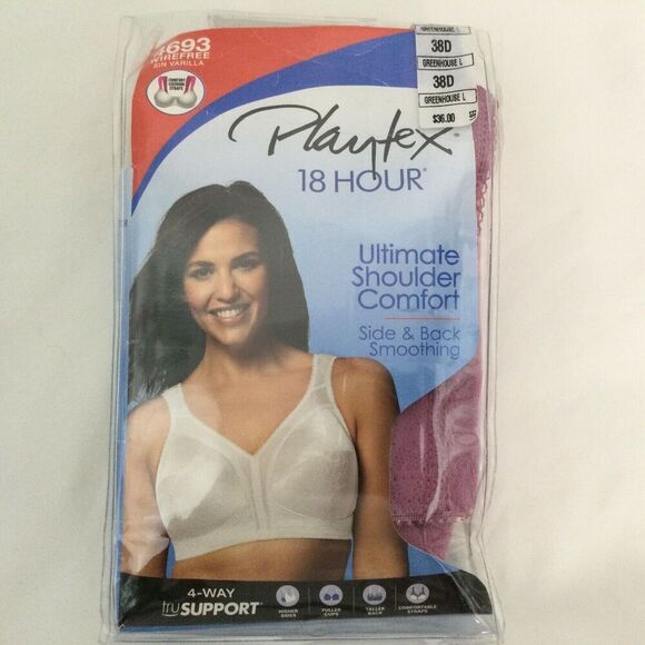 Playtex 18 Hour Ultimate Shoulder Comfort Style 4693 Greenhouse Size 38D NWT - Picture 2 of 5